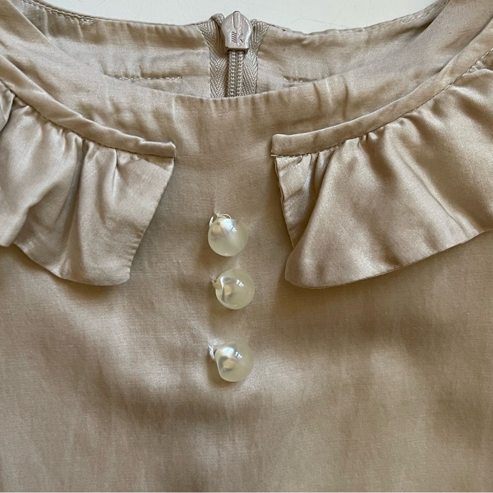 Marie Chantal Cream Silky Dress with Ruffles - Size 6 - Picture 7 of 16